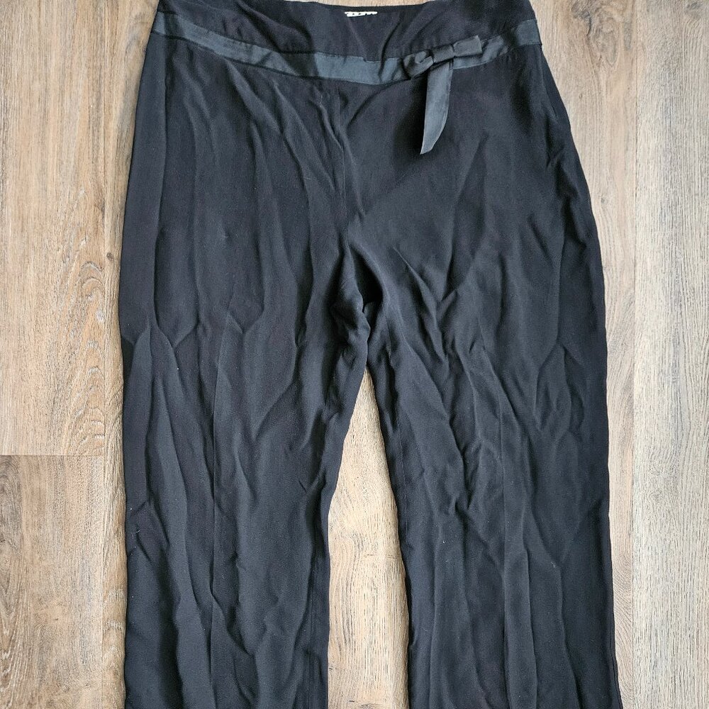 Ice 100% Silk Women’s Pants Wide Leg with Bow Accent Size 10